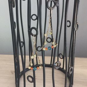 Handmade dainty gold beaded earrings